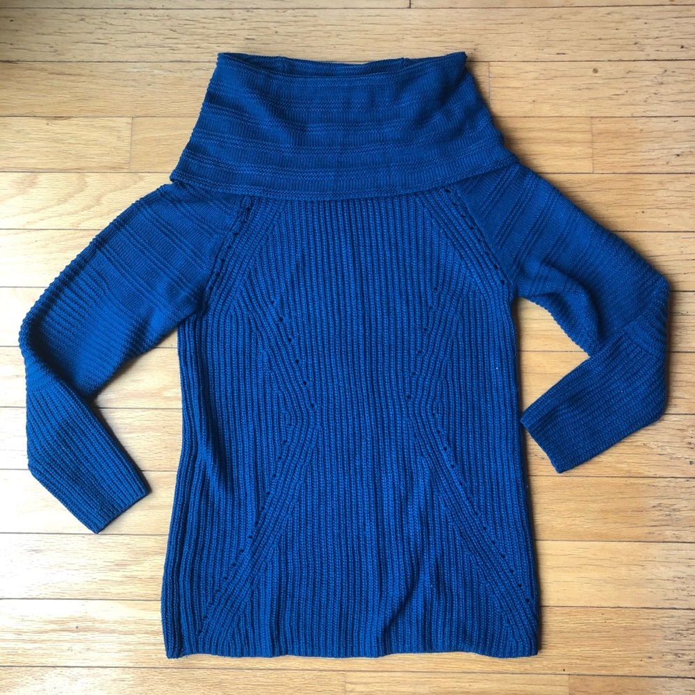 The Limited Petite Cowlneck Sweater in Blue